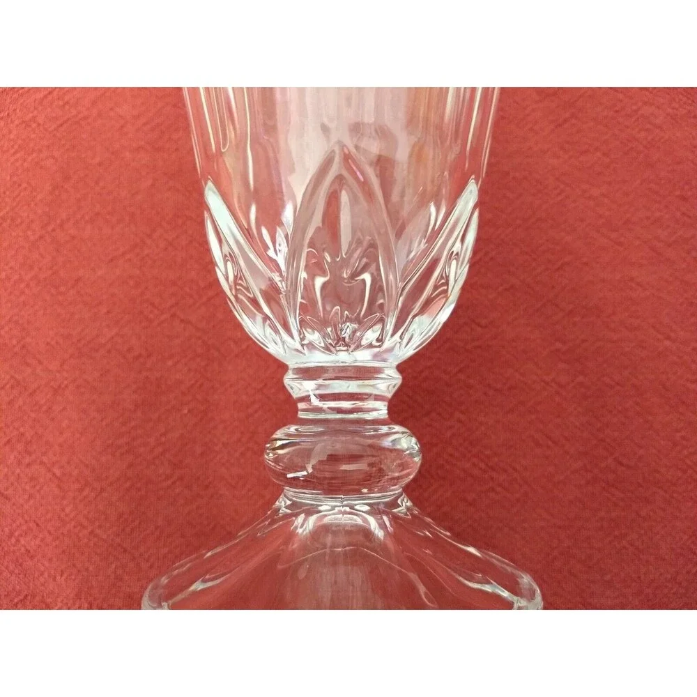 ETCHED CLEAR GLASS FLUTED CRYSTAL‎ FOOTED 10.75